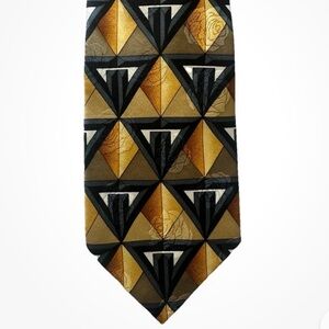 Grateful Dead Deadhead 100% Silk Tie Geometric Gold Black USA  Necktie 3.5x59